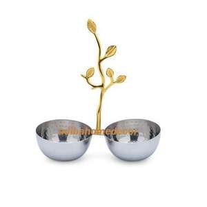 Butterfly Square Serving <b>Bowl</b> Tray Silver Gold Decorative <b>Metal</b> <b>Bowl</b> for Home Dining - Product Image 4