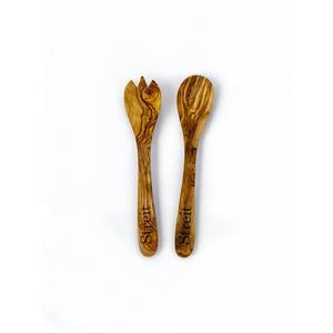 Vente chaude serveur de salade en bois d'olivier ustensiles en bois Housewarmimg cadeaux cadeau de mariage cuisine rustique serveur de salade ustensiles de cuisine - Product Image 3