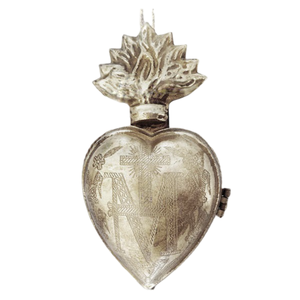 Cœur sacré en métal fini argent antique Sunburst suspendu Milagros Cœur sacré pour décoration murale Cadeau catholique et décor - Product Image 4