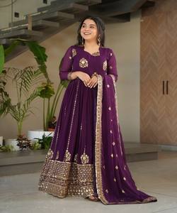 ROBE DE TRAVAIL À BRODERIE EN SÉQUENCE AVEC DUPATTA PARTY WEAR PRIX DE GROS VÊTEMENT ETHNIQUE - Product Image 2