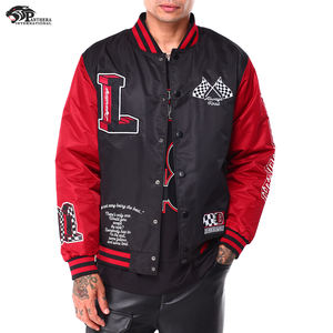 Veste légère en satin avec broderie de course avec détails personnalisés Vêtements d'extérieur de saison d'hiver à col montant pour les collèges - Product Image 1