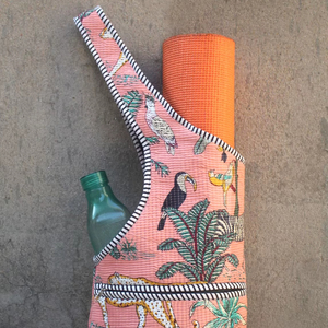 Sac de tapis de yoga matelassé en coton fait à la main fermeture à glissière imprimé multicolore Design floral léger pour Gym Yoga Studio extérieur - Product Image 1