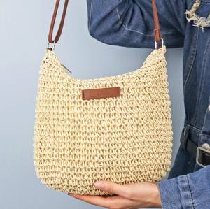 <b>Straw</b> Woven Shoulder <b>Bag</b>,<b>Beach</b> Crossbody with custom name,Boho Shoulder Handbag,<b>Large</b> - Product Image 2