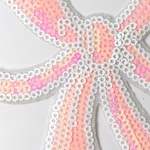Patch thermocollant en sequins rose avec nœud pour accessoires vestimentaires - Product Image 4
