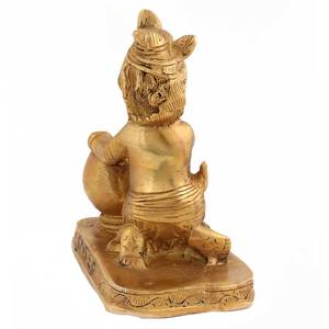 Estatua de latón dorado para decoración del hogar, escultura hecha a mano de la India, de Krishna Makan Chor, artículos de regalo de tamaño: 19x11 cm SNS-514 - Product Image 5