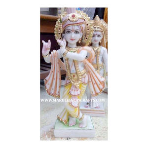 Statue de Krishna en marbre pur, faite à la main, utilisée pour la maison - Product Image 1