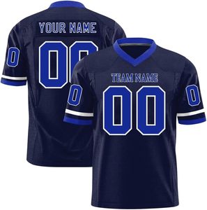 Jerseys de fútbol americano personalizables, malla de poliéster de secado rápido con mangas cortas, rayas, nombre, números, logotipo, impresión por sublimación - Product Image 1