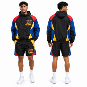NAPA INDUSTRIES Performance Hooded Workout Windbreaker Shorts Set Men's <b>Athletic</b> Quick Dry Breathable Summer HIGH STREET Style - Product Image 2