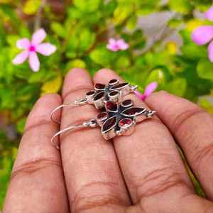 Pendiente de piedras preciosas de granate facetado Plata de Ley 925 Pendiente de piedra múltiple hecho a mano Pendiente bohemio de diseñador artesanal - Product Image 3