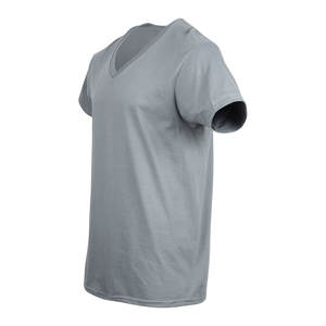 Camisetas con cuello en V para hombre de alta calidad, ropa informal de verano, Color sólido, liso, algodón de gran tamaño, precios al por mayor, camisa con cuello en V - Product Image 3