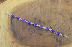 Plata de Ley 925, lapislázuli, estampada piedra preciosa, joyería Spinner, piedra preciosa Natural sólida hecha a mano, pulsera de plata 925, joyería - Product Image 3