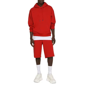 Men's Breathable 100% Cotton Hoodie <b>Shorts</b> Set Winter Two-Piece Loose Fit with Elastic Waist Design Hoodie And <b>Short</b> Set - Product Image 6