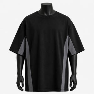 T-shirt streetwear homme grande taille de haute qualité en coton, motif minimaliste, mode urbaine, coupe ample, épaules tombantes, vente en gros OEM - Product Image 1