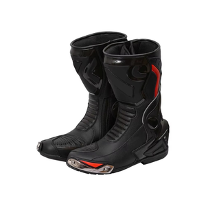 Bottes de moto en cuir noir personnalisées pour hommes, avec embout en acier, couleur unie, pour l'été/l'hiver, idéales pour la course sur route, pour adultes - Product Image 2