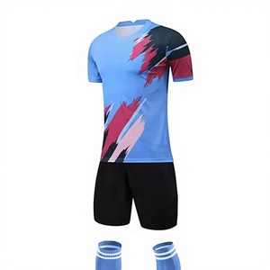 Custom Blue Soccer Jersey Set with <b>Socks</b> Men Football Kit Abstract Design Training Uniform Breathable Sportswear Team Kit - Product Image 3
