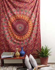 Tapiz estampado con diseño Floral de Mandala indio de tamaño Queen de calidad superior, colcha Bohemia para colgar en la pared Hippie del dormitorio - Product Image 3