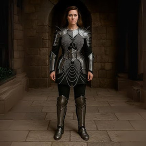 Ensemble d'armure médiévale Costume de chevalier pour femme Tenue de guerrier fantastique Armure en cotte de mailles Style antique Métal poli Cadeau - Product Image 2