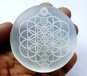 Superventas forma cuadrada energía cristal selenita placa de carga ágata rebanada posavasos Reiki tema grabado para la decoración del hogar - Product Image 4