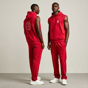 เสื้อมีฮู้ดแขนกุดและกางเกงขาตรง/500 GSM ขาตรงระบายอากาศได้/กางเกงขากว้างทรงแบ็กกี้ขาบานผลิตตามสั่ง - Product Image 3