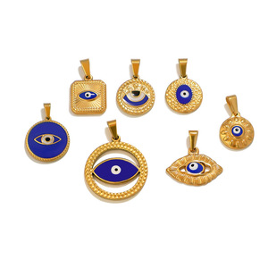 DIY Schmuck Zubehör Edelstahl 18 Karat vergoldet türkischen Lucky Eye Anhänger Charms für Schmuck herstellung Armband Halskette - Product Image 6