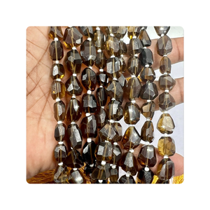 Cuentas de piedra facetada de cuarzo de cerveza Natural de 8 pulgadas de alta calidad del fabricante indio superior de 10-12mm aprox. Fabricación de joyas - Product Image 4