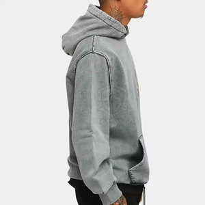 Sweat à capuche en molleton délavé pour homme de haute qualité, écologique, séchage rapide, respirant, manteau d'hiver, impression de logo personnalisée, couleur unie - Product Image 2