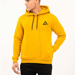 เสื้อฮู้ดดี้ผู้ชายผ้าเฟรนช์เทอร์รี่เนื้อหนา ทรงโอเวอร์ไซส์ ไหล่ตก ปักโลโก้แบบนูน ย้อมสีพื้น ปักลายโดย Ako - Product Image 1