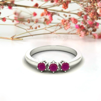 Bague rubis naturel en or massif 14K Design classique simple pour femmes bijoux fins à la main ensemble de broches trois pierres bague de fiançailles