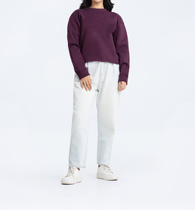 Sublimation personnalisée professionnelle 100% coton sweat femme pull uni au crochet lavage à l'acide délavé à la pierre motif 3D pour - Product Image 3