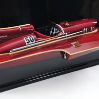 H068 - Maquette de bateau rapide hydroplanier Ferrari à demi-coque, artisanat en bois rustique vintage, étagère murale, décoration nautique pour la maison et le bureau