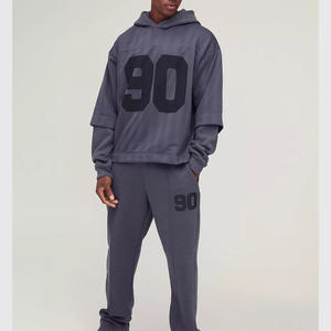 Conjunto de chándal personalizado para hombre, estilo Streetwear con logotipo bordado, diseño de bloque de color para correr, gimnasio y marca - Product Image 4