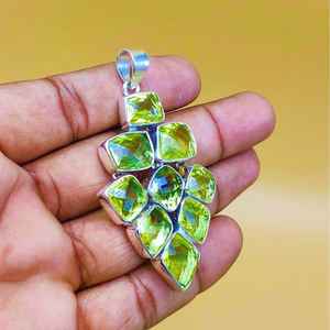 Collar pesado bohemio de Plata de Ley 925 con colgante grueso de topacio limón facetado, regalo elegante Simple para ella - Product Image 6