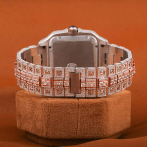 Différentes formes Moissanite clouté cadran carré montre glacée double couleur ton Hip Hop rappeur automatique poignet montre de luxe - Product Image 4