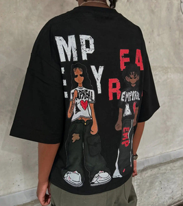 Wholesale Oversized Printed T-Shirt Men Streetwear <b>Graphic</b> <b>Tee</b> Loose Fit 100% Cotton Jersey Summer Fashion Casual Hip Hop Bulk - Product Image 4