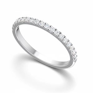 Anillo de Oro de 14K con Media Eternidad de Diamantes Redondos Brillantes Clásicos para Mujer - Product Image 1