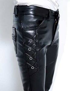 Pantalon en cuir décontracté pour hommes Original 100% Matériau en cuir original de haute qualité léger et droit à rayures incurvées - Product Image 5