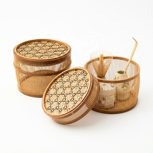 Carved Bohemian Bamboo Storage Box with Lid Round Organizer for Home and Gift Packaging Wholesale From Hanoi - Product Image 1