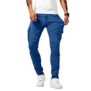 High Quality <b>Men's</b> Straight <b>Jeans</b> Washed Fashion Pants with Ripped Decoration Stretch Style <b>Waist</b> Logo Wholesale - Product Image 1