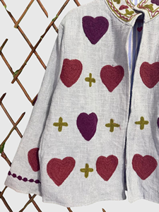Veste à col mandarin brodée à la main avec motifs floraux, manches longues, grande taille, vêtements de printemps pour femmes, coton tissé, style Prairie Chic - Product Image 5