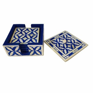 ชุดจานรองแก้วฝังก้างปลาสีกรมท่าสำหรับห้องครัวงานแต่งงานหรือปาร์ตี้จากอินเดีย - Product Image 3