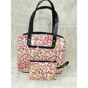 Sac à main en coton imprimé pour femme Jaipuri, sac de mode brodé avec fermeture éclair, résistant à l'eau, pour usage quotidien, été, nylon et cuir pas cher - Product Image 1