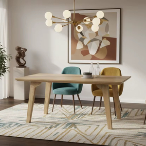 Table à manger en bois, pieds angulaires élégants, finition naturelle lisse, construction robuste, élégance artisanale intemporelle, mobilier moderne pour la maison - Product Image 1