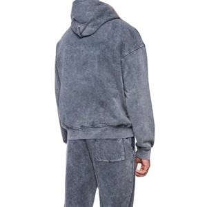 Survêtement Homme de Haute Qualité Délavé à l'Acide Grande Taille XXL Sweat à Capuche Polaire Brodé Logo Respirant Survêtement Hiver Ensembles Prix Bas XL - Product Image 3