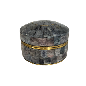 Boîte à bijoux en incrustation d'os pour collier de bague de stockage pièce de conception de boîte de rangement ronde moderne noir blanc - Product Image 4