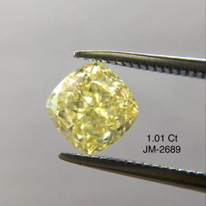 100% diamants naturels en vrac de l'Inde IF Clarity IGI Certified Fancy Light Yellow Brilliant Cushion Cut 1.01 Carat Diamond OEM - Product Image 1