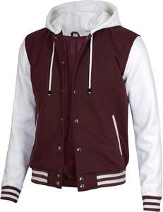 Chaqueta Varsity con capucha para hombre de nuevo estilo-Sudadera con capucha de bombardero de béisbol Letterman de escuela secundaria - Product Image 2