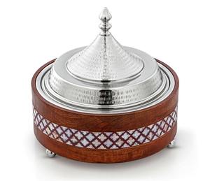 Round Luxury Arabian Style Stainless Steel Food Warmer Hot Pot <b>for</b> Tabletop Casserole Handmade on Hot <b>Sale</b> - Product Image 4
