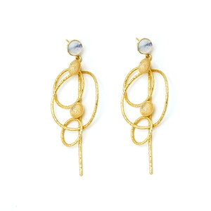 ทำด้วยมือ Dua 18K ทองเหลืองชุบทองรุ้งมูนสโตนหล่น | งานแต่งงานแบบไม่มีตัวตนที่ทันสมัยสำหรับผู้หญิง | Jaipur exporter - Product Image 1