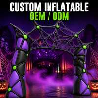 Arche gonflable personnalisée en forme de toile d'araignée, décoration d'événement d'Halloween, tunnel d'entrée lumineux à LED, accessoire de décoration d'événement commercial en extérieur