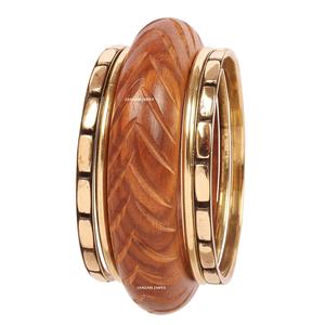 Brazalete de joyería de diseñador de madera y latón con bonitos patrones surtidos Pulsera de moda para mujer Colección étnica y Bohemia - Product Image 1
